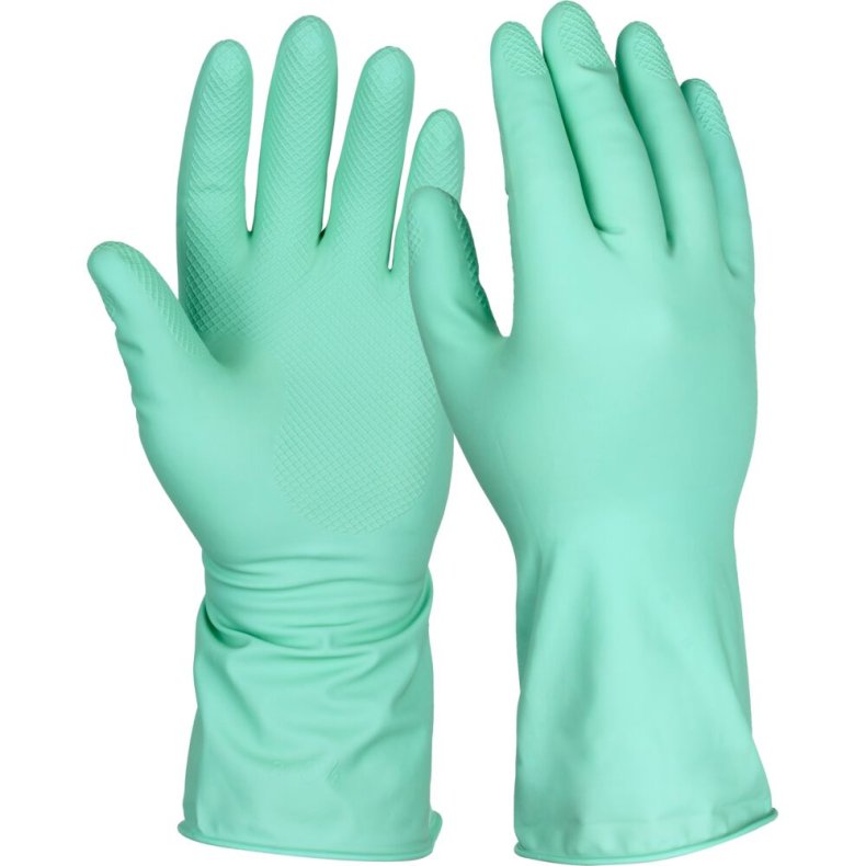 Latexhandske, Essentialz, M, gr�n, latex, pudderfri, med velour, anatomisk formet