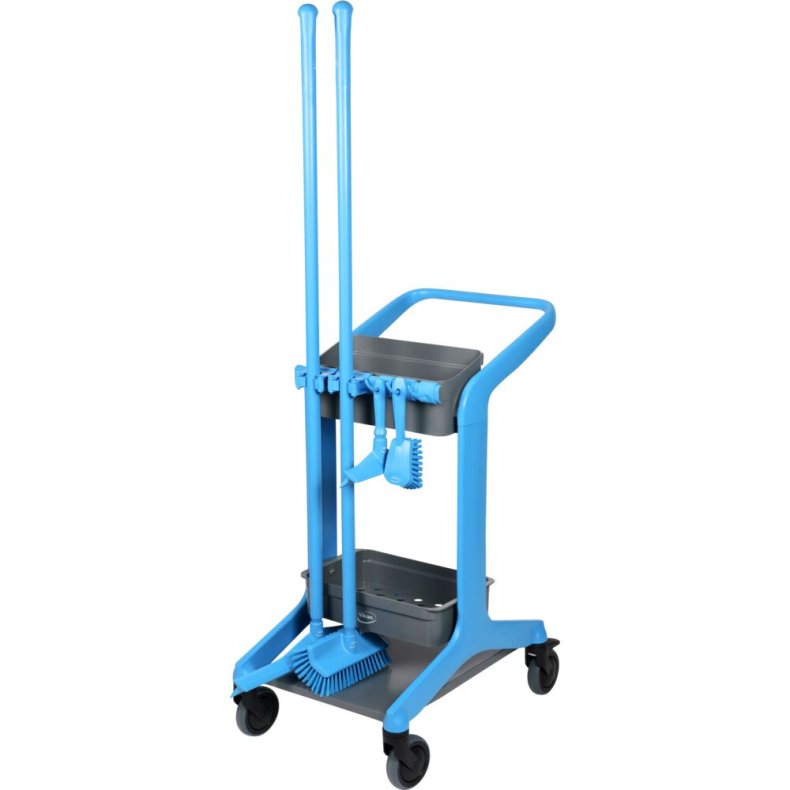 Reng�ringsvogn, Vikan HyGo, 780mm, bl�, usamlet, startpakke med tilbeh�r *Denne vare tages ikke retur*