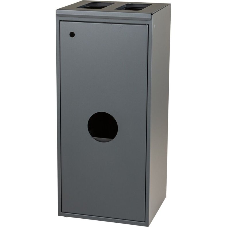 Affaldsspand, Tina Trolleys, gr�, pulverlakeret st�l, 3-rums, 2x40 l + 20 l, �bent indkast *Denne vare tages ikke retur*