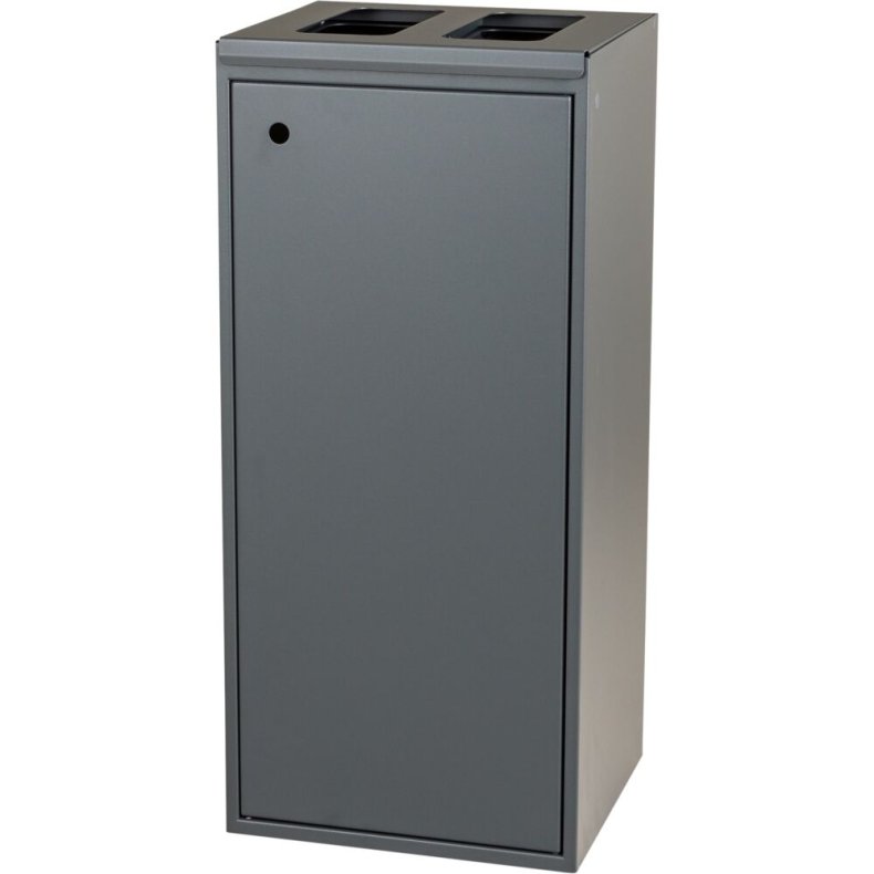 Affaldsspand, Tina Trolleys, gr�, pulverlakeret st�l, 2-rums, 2x60 l, med 2 �bne indkast *Denne vare tages ikke retur*