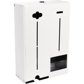 Dispenser, 9,5x21x30cm, hvid, metal, til p�fyldning af bind og tamponer