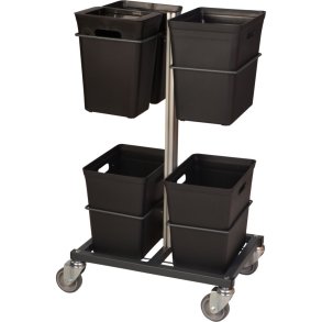 Affaldsvogn, Tina Trolleys, sort, aluminium/plast/pulverlakeret st�l, 5-rums, 3x20 l + 2x10 l, til kildesortering *Denne vare tages ikke retur*