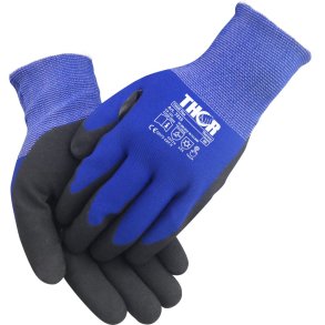 Fingerdyppet nitrilhandske, THOR Flex Thermo, 8, bl�, vinterhandske