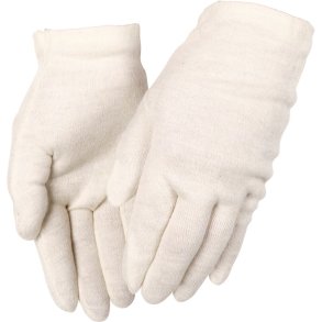 Interlockhandske, THOR, 10, hvid, bomuld/polyester, med krave i bomuld