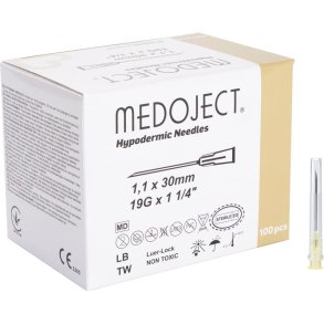 Kanyle, Medoject, lysegr�, 19G, 1 1/4,