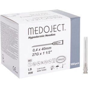 Kanyle, Medoject, gr�, 27G, 1 1/2