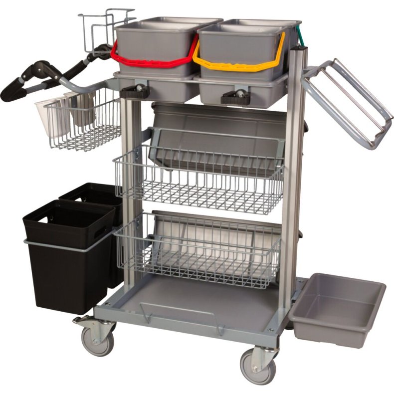 Reng�ringsvogn, Tina Trolleys, Exclusive, 126,5x67x116,5cm, gr�, aluminium/st�l, stor, standard *Denne vare tages ikke retur*
