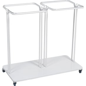 Affaldsstativ, S�kko-Boy, hvid, pulverlakeret st�l, 2-rums, 2x120 l, med s�kkeholder