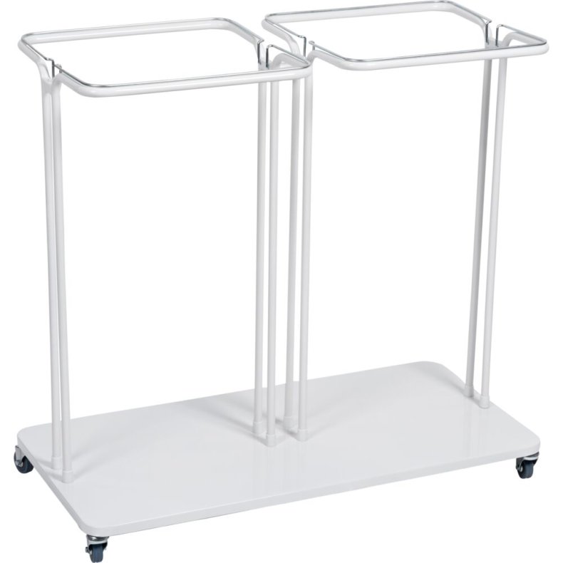 Affaldsstativ, S�kko-Boy, hvid, pulverlakeret st�l, 2-rums, 2x120 l, med s�kkeholder