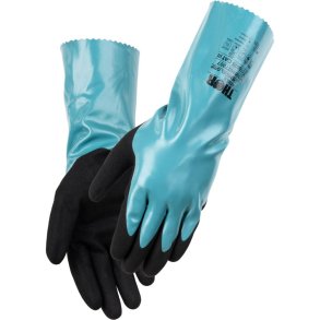 Nitrilhandske, THOR Chemical Grip, L, sort, nitril, sort p� gr�n, pudderfri
