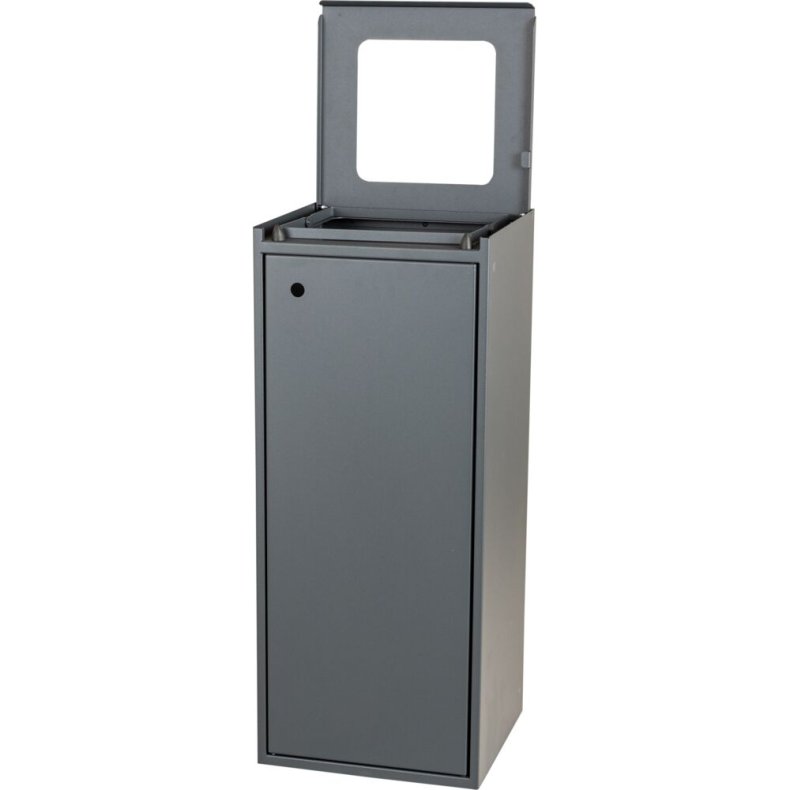 Affaldsspand, Tina Trolleys, gr�, pulverlakeret st�l, 100 l, med �bent indkast *Denne vare tages ikke retur*