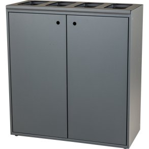 Affaldsspand, Tina Trolleys, gr�, pulverlakeret st�l, 4-rums, 4x60 l, med �bne indkast *Denne vare tages ikke retur*