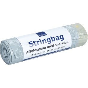 Affaldspose, med sn�reluk, 30 l, gr�, LDPE, 55x60cm