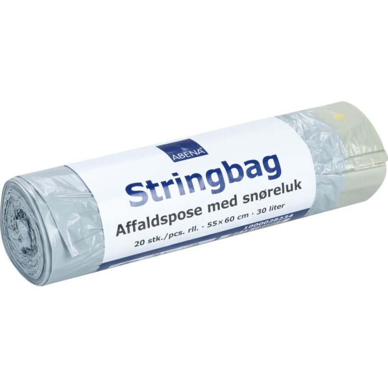 Affaldspose, med sn�reluk, 30 l, gr�, LDPE, 55x60cm