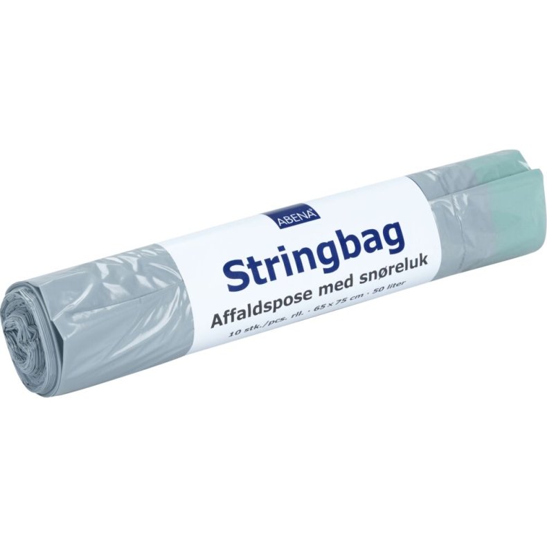 Affaldspose, med sn�reluk, 50 l, gr�, LDPE, 65x75cm