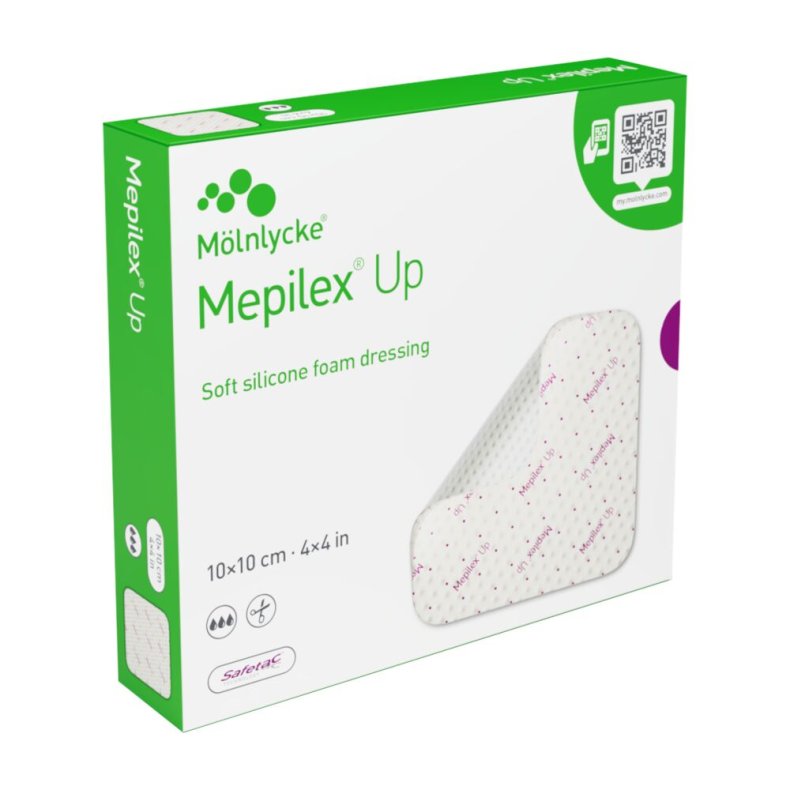 Skumbandage, Mepilex UP, 10x10cm, m/silikonekontaktlag, u/kl�b, latexfri, steril, engangs *Denne vare tages ikke retur*