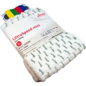 Moppe, Vileda UltraSpeed Mini, hvid, mikrofiber, 30 cm, lommer, 2 stk.