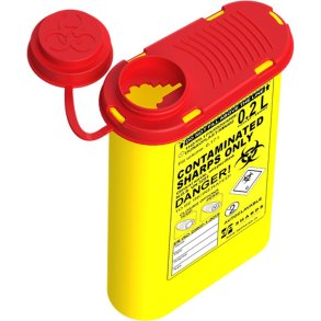 Kanyleboks, Sharps, 200 ml, r�d, kanyleaftr�k, transportmodel