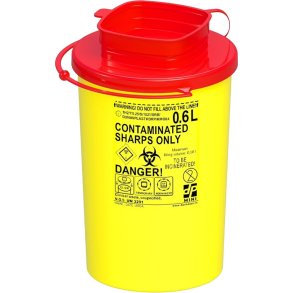 Kanyleboks, Sharps, 14,75cm, �7,63cm, 600 ml, r�d, kanyleaftr�k, transportmodel