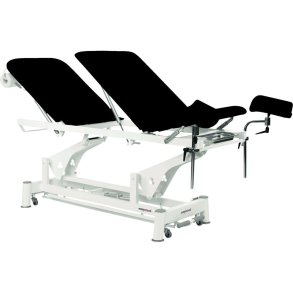 Gyn�kologisk leje, Ecopostural, 200x62cm, sort, 3-delt, elektrisk inkl. benholdere og taburet, max 250 kg. *Denne vare tages ikke retur*