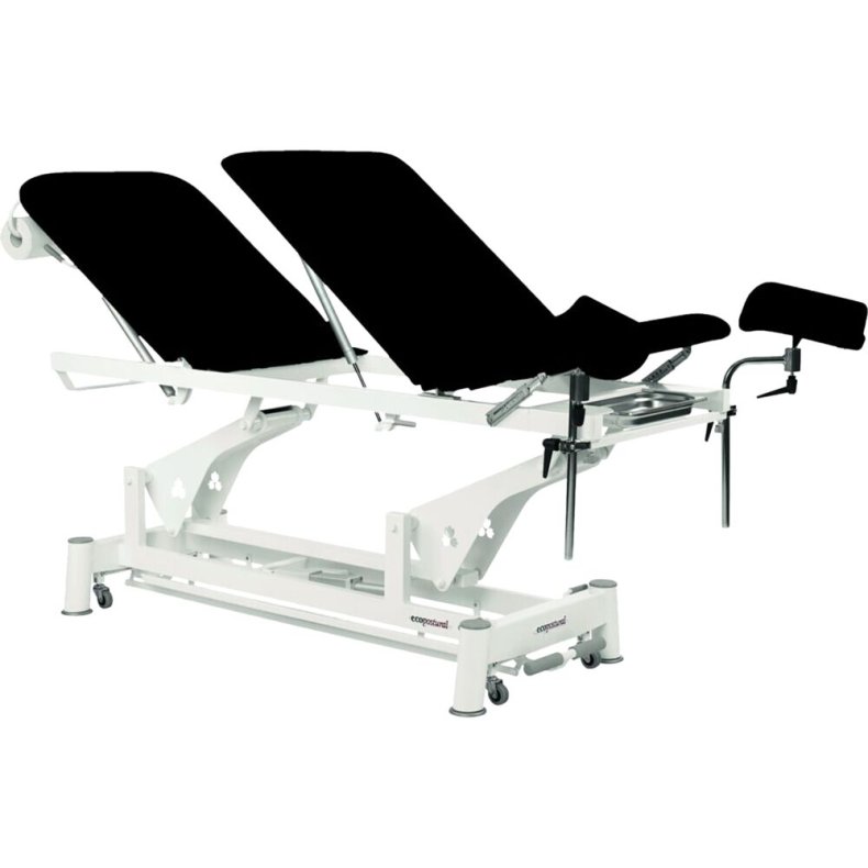 Gyn�kologisk leje, Ecopostural, 200x62cm, sort, 3-delt, elektrisk inkl. benholdere og taburet, max 250 kg. *Denne vare tages ikke retur*
