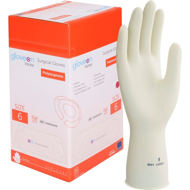 Operationshandske, Gloveon Victor, 6, nature, polyisopren, pudderfri