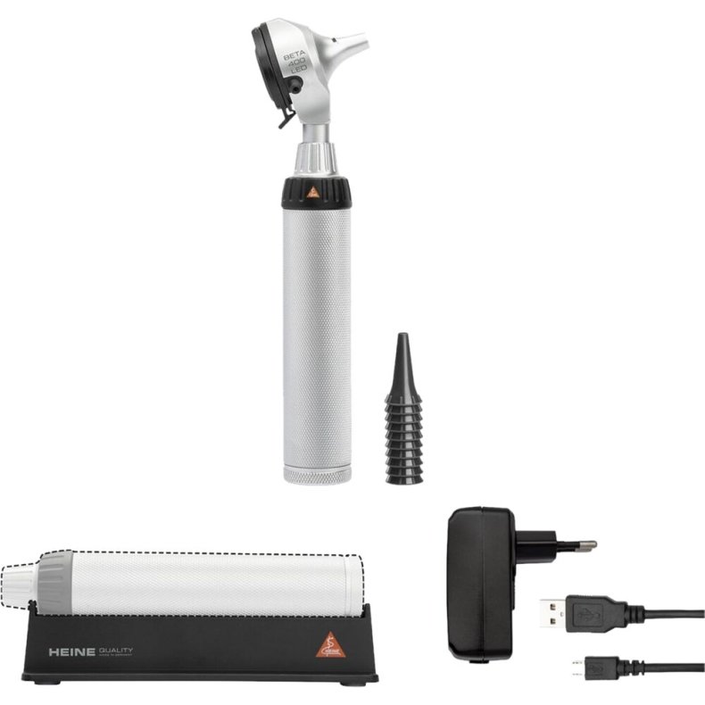Otoskopis�t, HEINE, BETA 400, st�l, LED, komplet *Denne vare tages ikke retur*
