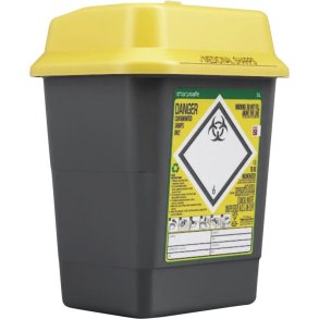 Kanyleboks, Sharpsafe, 5000 ml, sort, med gult l�g