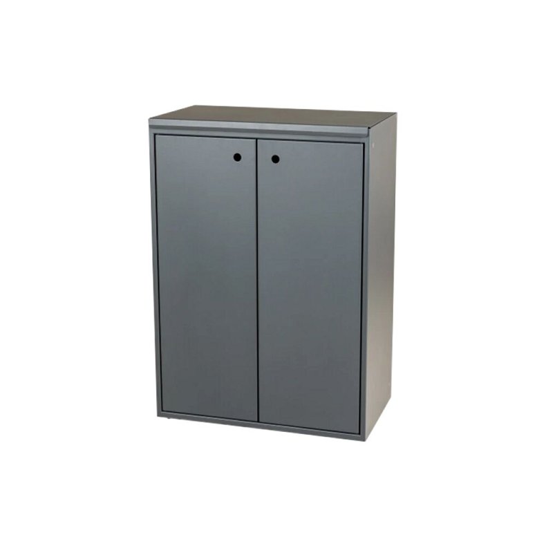 Affaldsspand, Tina Trolleys, gr�, pulverlakeret st�l, 3-rums, 3x60 l, med lukket l�g *Denne vare tages ikke retur*