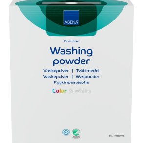 Vaskepulver, ABENA Puri-Line, kul�rt og hvidt, uden farve og parfume, 5 kg