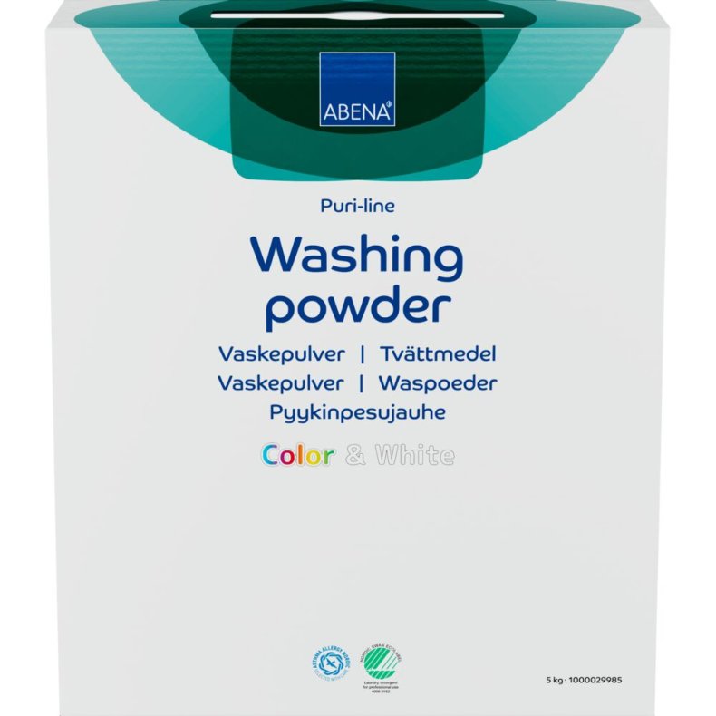 Vaskepulver, ABENA Puri-Line, kul�rt og hvidt, uden farve og parfume, 5 kg