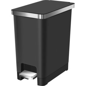 Pedalspand, EKO Hana Slim, sort, plast/rustfrit st�l, 10 l, med soft close og s�kkeholder