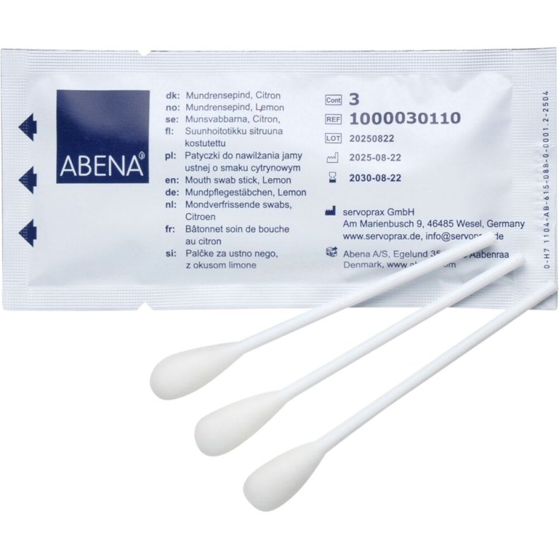 Mundrensepind, ABENA, 10cm, v�d, med lemonsmag, engangs