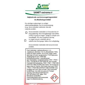 Etiket, Green Care Professional, til SANET Extreme F