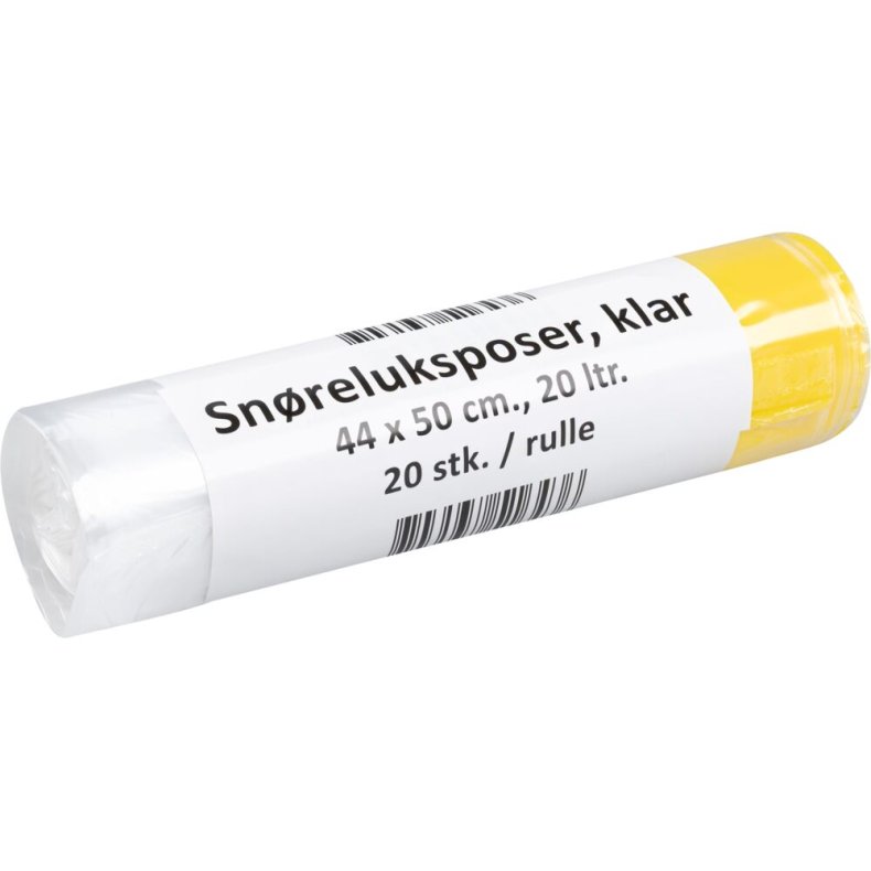 Affaldspose, med sn�reluk, 20 l, klar, LDPE/virgin, 44x50cm