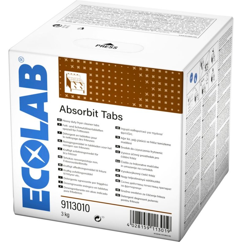 Maskinrens, Ecolab Absorbit, Tabs til k�kkenmaskine, uden farve og parfume, 60stk