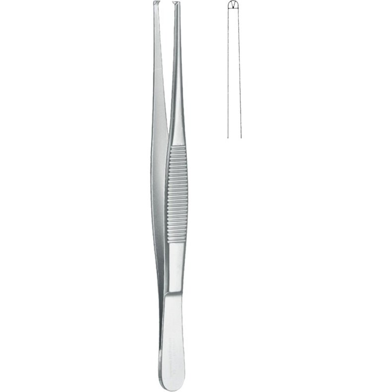Pincet, 13cm, kirurgisk med hager