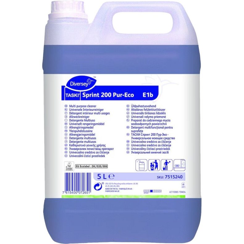 Universalreng�ring, Diversey TASKI Sprint 200 Pur-Eco E1b, 5 l, med farve og parfume