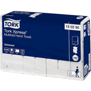 H�ndkl�deark, Tork H2 Universal, 2-lags, Z-fold, 25,5x19,6cm, 8,5 cm, hvid, genanvendt papir