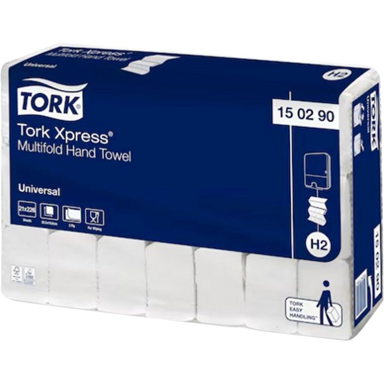 H�ndkl�deark, Tork H2 Universal, 2-lags, Z-fold, 25,5x19,6cm, 8,5 cm, hvid, genanvendt papir