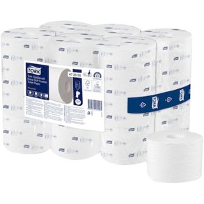 Toiletpapir, Tork T7, 3-lags, 63,2m x 9,3cm, �13,1cm, hvid, nyfiber, uden hylse
