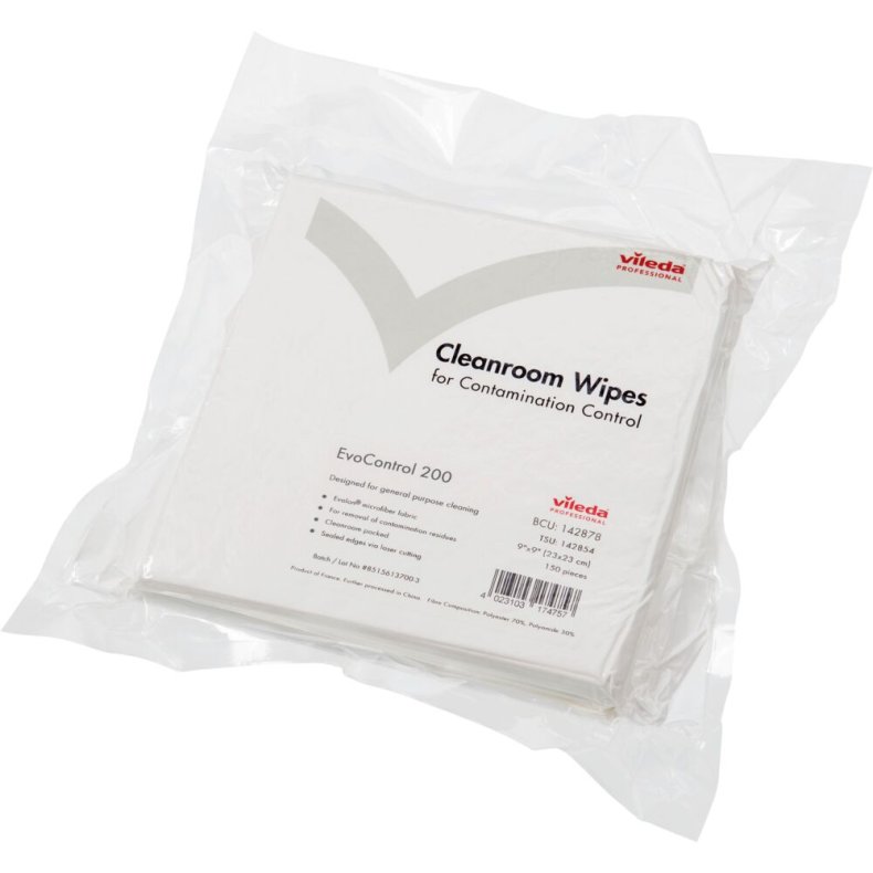 Reng�ringsklud, Vileda EvoControl 200, 30,5x30,5cm, hvid, mikrofiber, KAT6,7,8,9, engangs *Denne vare tages ikke retur*