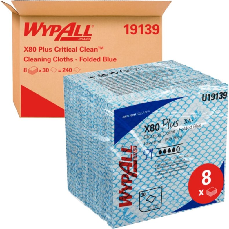 Industriaft�rring, Kimberly-Clark Wypall X80, 35,5x35,5cm, bl�