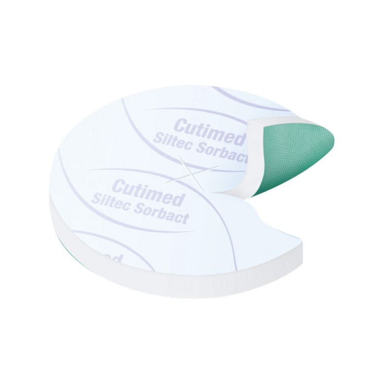 Hydrofob bandage, Cutimed Siltec Sorbact, �4,5cm, gr�n, med slids, skumbandage, uden kl�ber, latexfri, steril, engangs *Denne vare tages ikke retur*