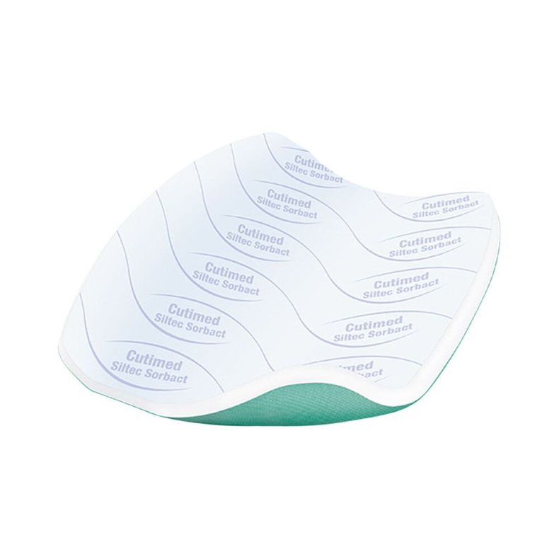 Hydrofob bandage, Cutimed Siltec Sorbact, 20x10cm, gr�n, skumbandage, uden kl�ber, latexfri, steril, engangs *Denne vare tages ikke retur*