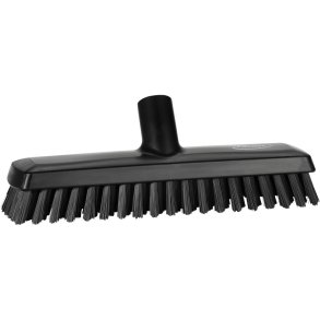 Gulvskrubbe med vandgenneml�b, Vikan, 27x7,5x9,5cm, sort, polyester/PP/rustfrit st�l, meget stiv