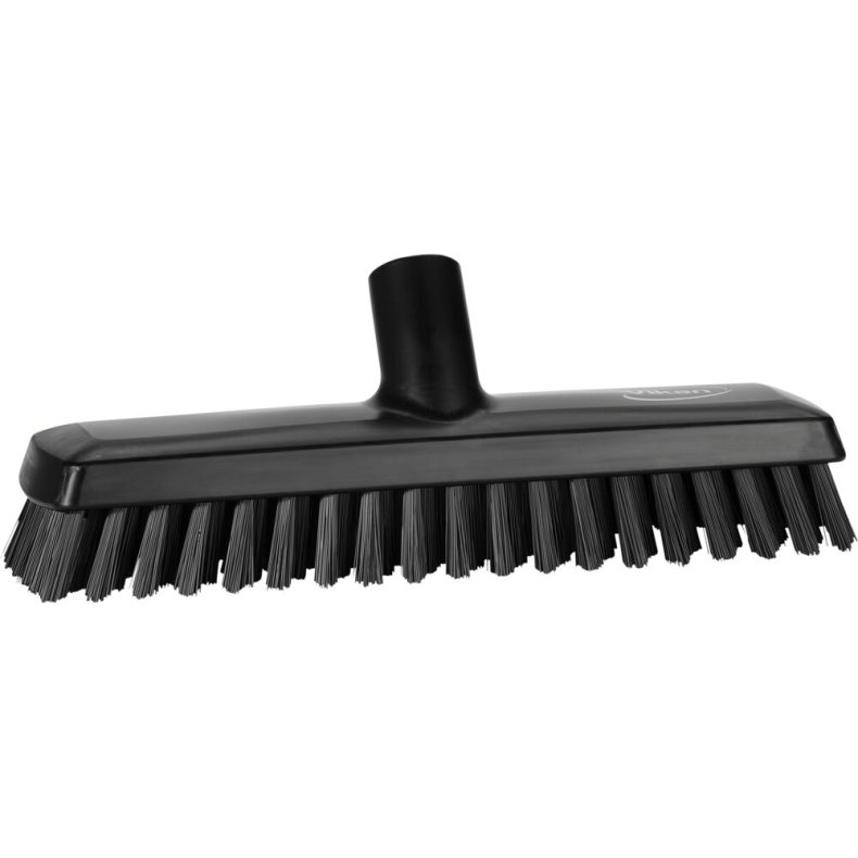 Gulvskrubbe med vandgenneml�b, Vikan, 27x7,5x9,5cm, sort, polyester/PP/rustfrit st�l, meget stiv