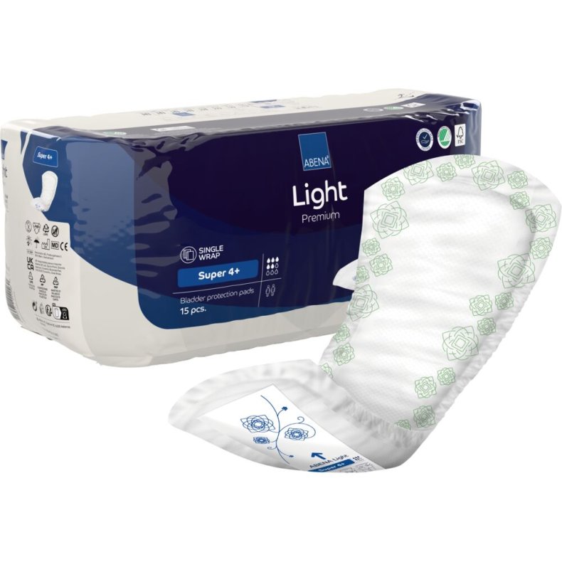 �ben ble, ABENA Light Premium, Super 4+, bl� farvekode, med silikonepapir