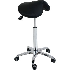 Taburet, h�j model, sort, h�jde 60-85 cm, sadels�de med tippefunktion *Denne vare tages ikke retur*