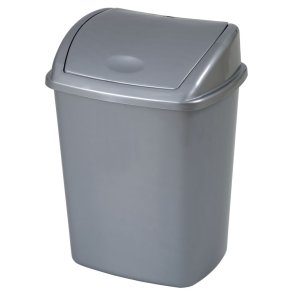 Affaldsspand, V-Part, gr�, plast, 8 l, med sving l�g, forberedt til v�gmontering